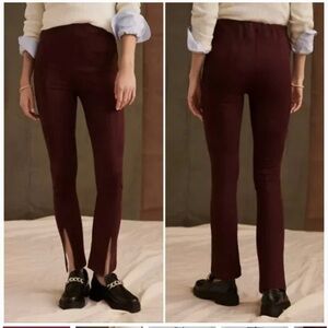 Avec les Filles Anthropologie plum split hem pants small faux suede